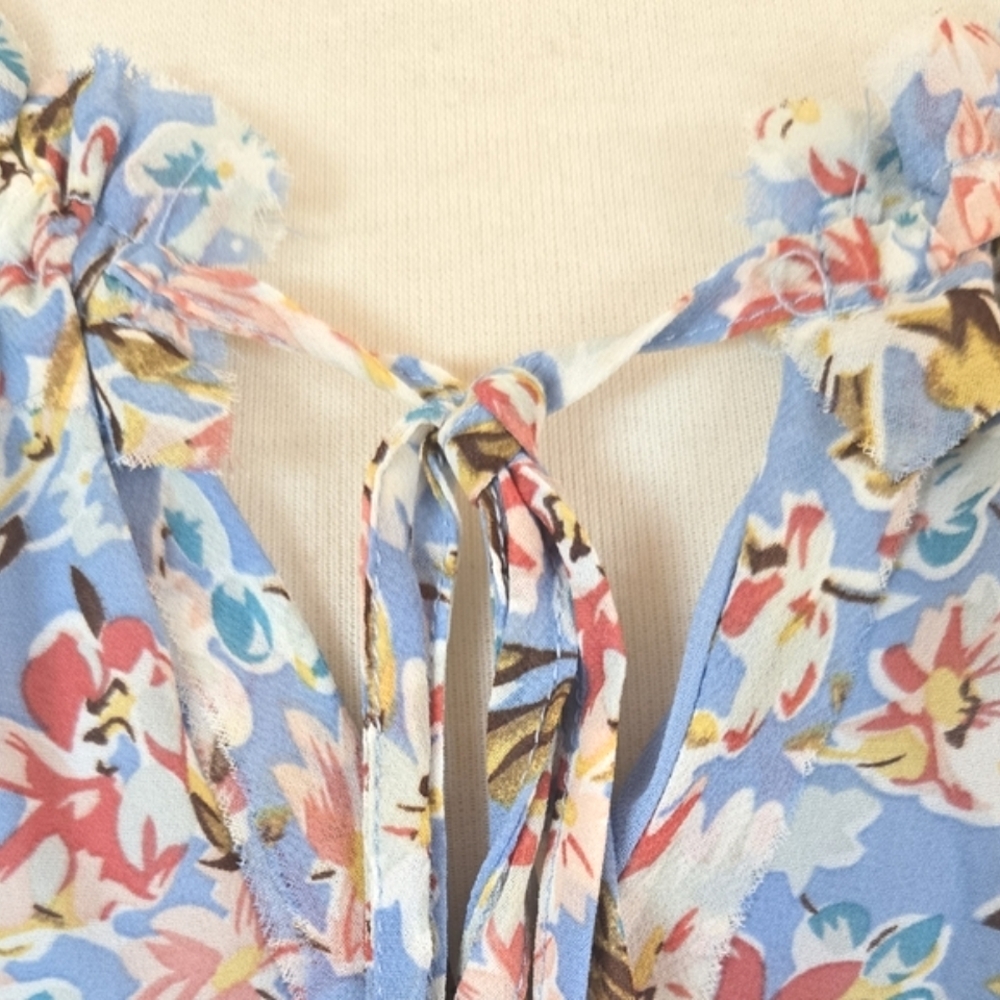 🏷️DAVI & DANI Blue Floral Keyhole Collar Tie Midi Dress 3X - Picture 3 of 9